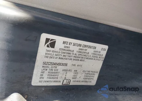 2004 Saturn Vue V6 из США, поврежденный, VIN 5GZCZ534X4S839256